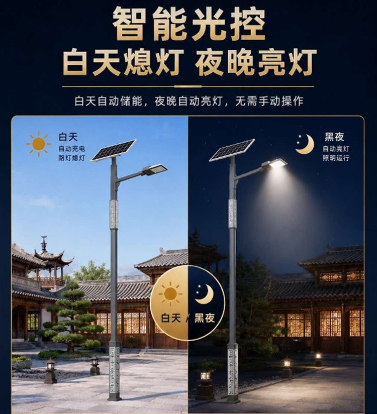 太阳能路灯智能光控白天熄灯夜晚亮灯