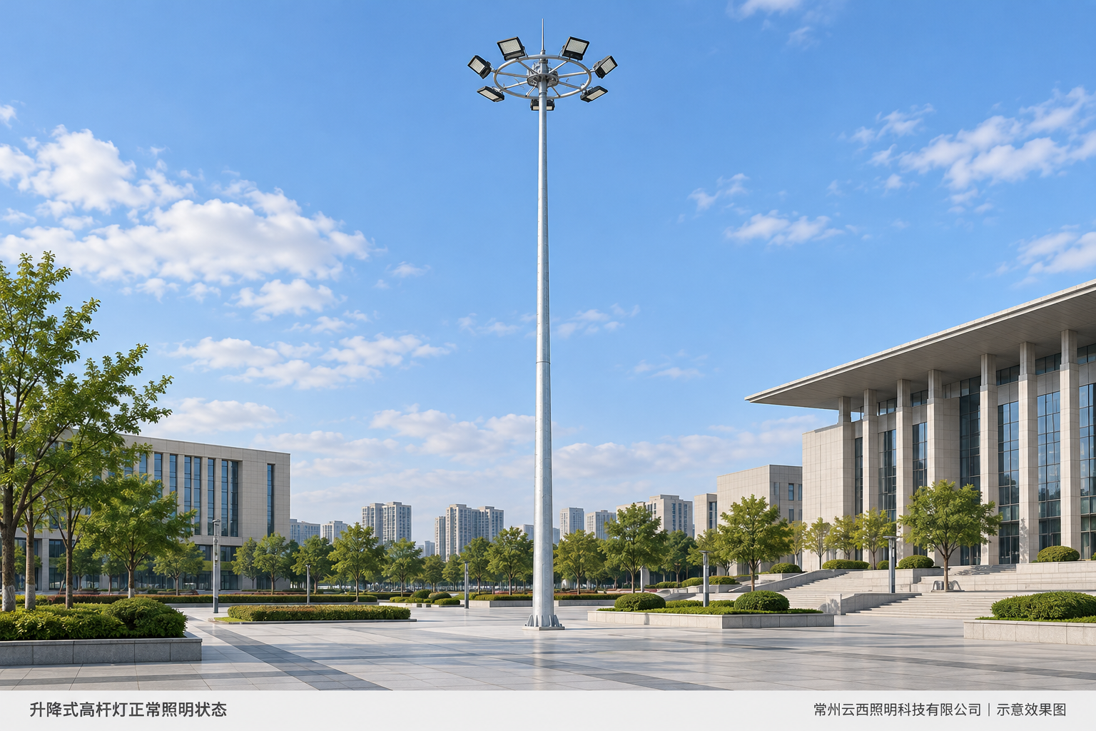升降式高杆灯正常照明状态示意(AI生成示意)